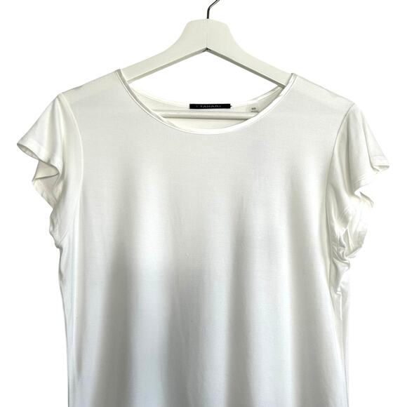 Tahari Flutter Cap Sleeve T-Shirt in White Star - Picture 4 of 8